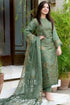 SR-1100 Sage Green Un-Stitched Lawn Embroidered 3pc With Organza Embroidered Dupatta