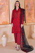 SR-17 Chikenkari Unstitched Embroidered Lawn 3Pc Suit With Organza Embroidered Dupatta