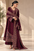 SR-BT2880(M) (8.2 Meters) Unstitched Fully Embroidered Dhanak Suit With Embroidered Dhanak Shawl
