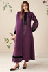 SR-64333 Black Velvet Aplic Embroidered Dhanak Suit  With Embroidered Dhanak Shawl Velvet Aplic