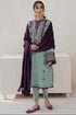 SR-JZ2905 Unstitched Fully Embroidered Dhanak Suit With Dyed Dhanak Shawl